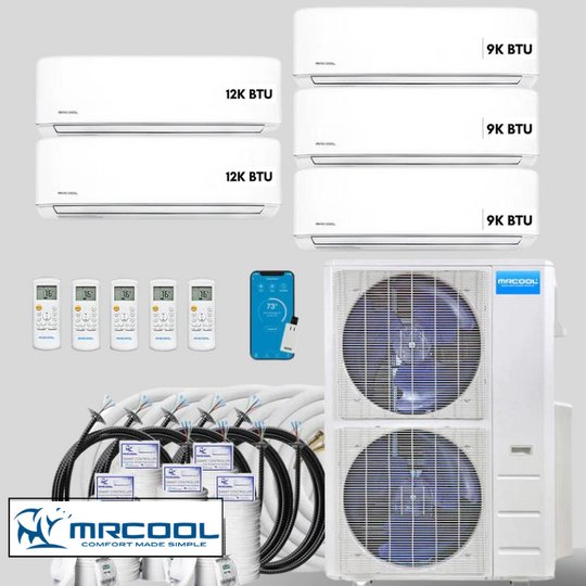 MRCOOL DIY Mini Split 51,000 BTU 5 Zone Ductless Air Conditioner and Heat Pump DIY-B-548HP0909091212 - AC units for less