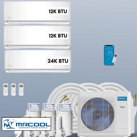 MRCOOL DIY Mini Split 54,000 BTU 3 Zone Ductless Air Conditioner and Heat Pump DIY-B-348HP121224 - AC units for less